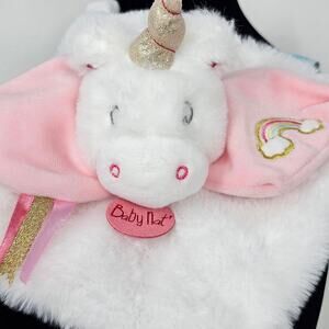 Baby Lovey Unicorn Plush Comfort Security Blanket Soother Baby Nat 7.5 x 7.5 in